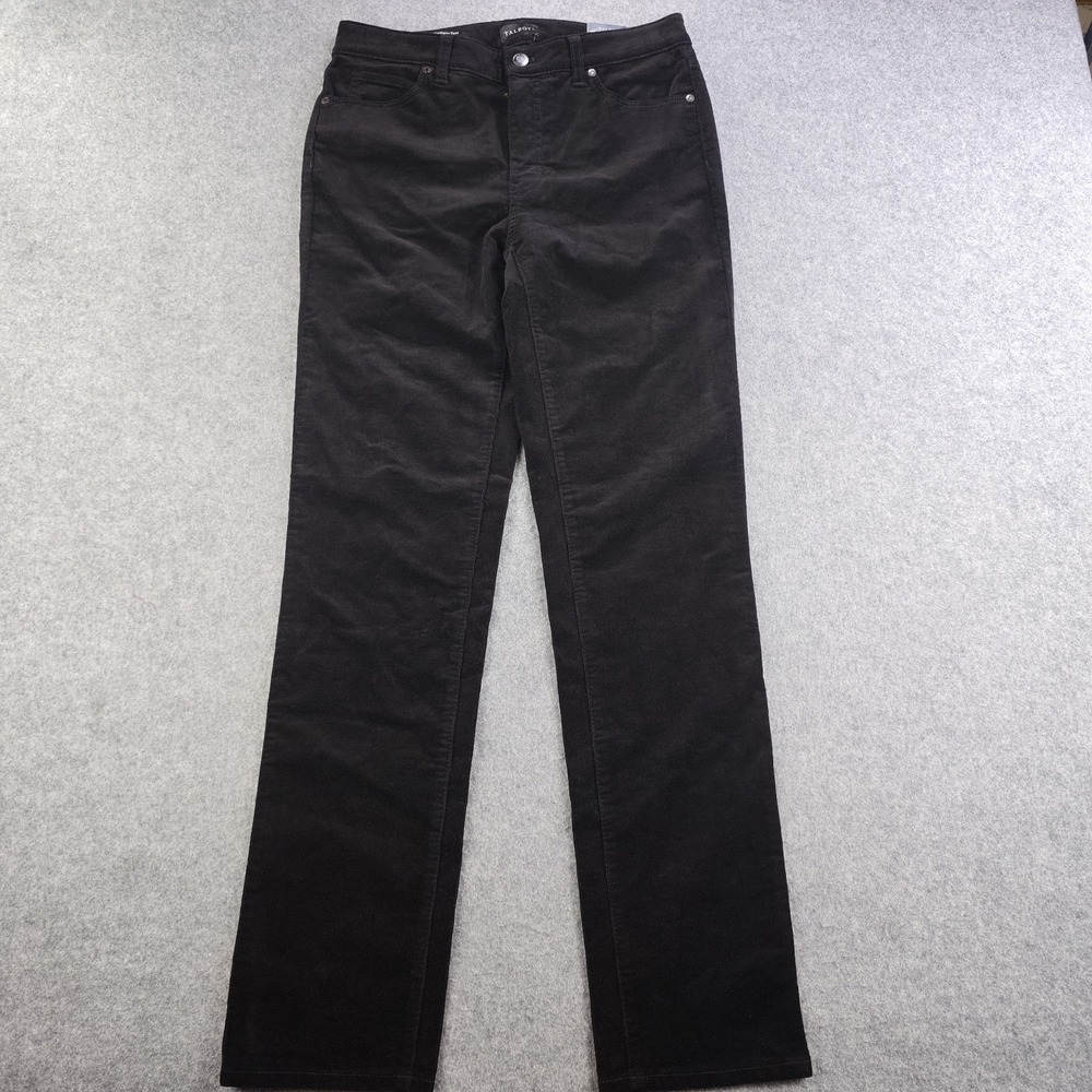 Talbots Straight Leg Corduroy Pants Women's 2 Black High Waist Slim NWT - Picture 1 of 12
